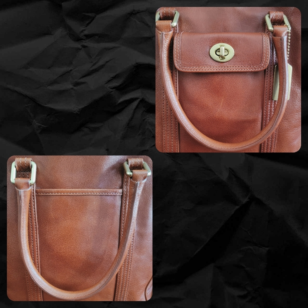 Coach 9704 Buffalo Hide Paper Bag Tote British Tan Leather Vintage Bag - Picture 9 of 16